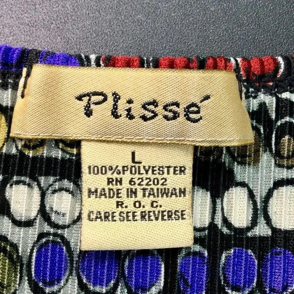 Vintage Plissé Women's Multi-Color Sleeveless Geometric Cropped Tank Top Large - Picture 3 of 9